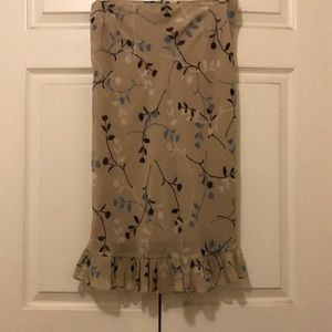 The Limited Brown&Blue floral Silk Skirt